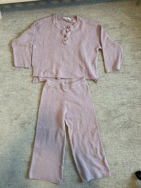 Free People Kids Waffle Knit Pajama Set - Dusty Mauve